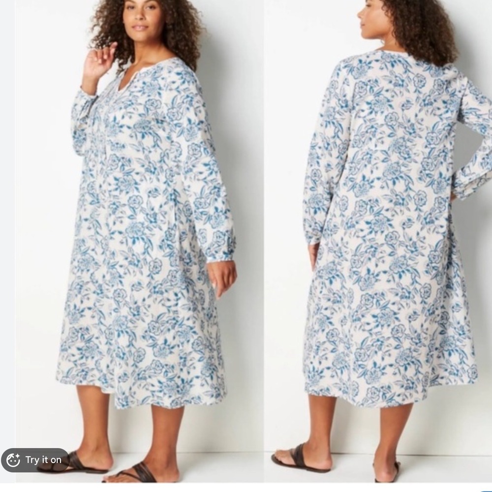J JILL CABANA MIDI DRESS IN ORGANICALLY GROWN COTTON